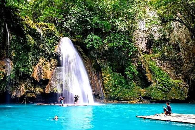 Cebu South Falls: Mantayupan, Kawasan, Inambakan & Aguinid - Inambakan Falls near Ginatilan: multi-tier water with jungle calm