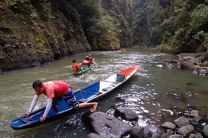 Pagsanjan Falls Adventure from Manila - Docking at the falls: swimming, lounging, and the natural pool reality